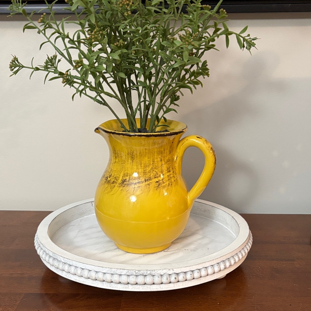 White Decorative Farmhouse Boho Round Tray (Riser) - Picture 3 of 7